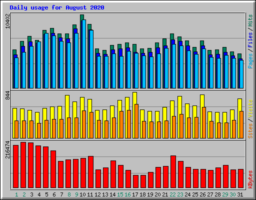 Daily usage for August 2020