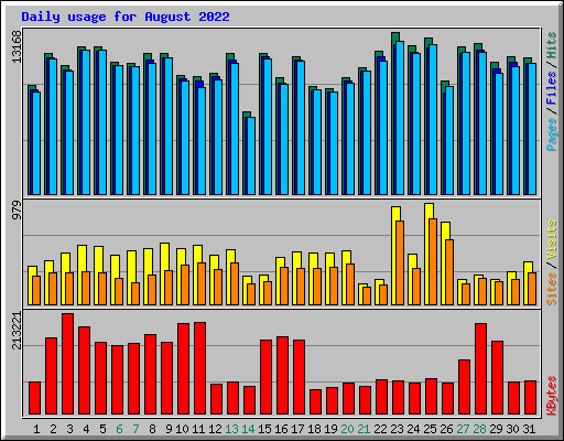 Daily usage for August 2022