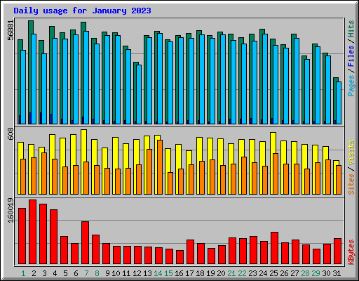 Daily usage for January 2023